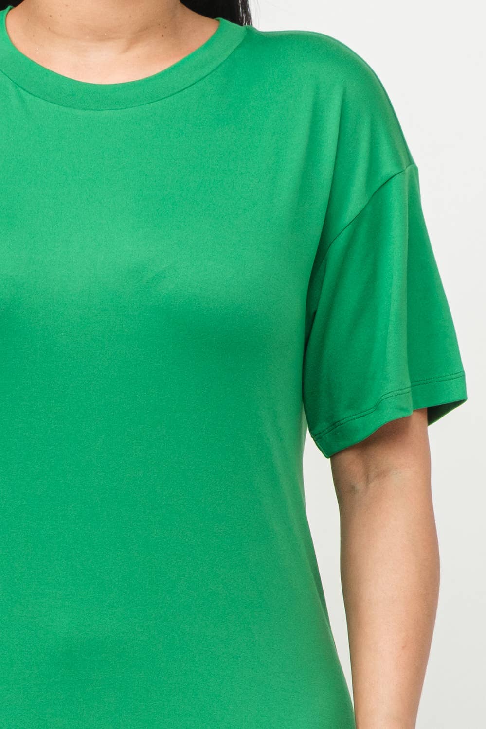 Round Neck Basic T-Shirts Top and Bike Shorts Set: Red / 1-2-2-1 (S-M-L-XL)
