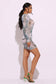 Water drop printed mesh dress: S / SILVER