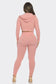 2 Pcs Seamless Long Sleeve Hoodie and Highwaist Legging Set: 3 S/M / 3 L/XL / BLACK