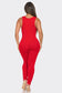 Seamless Ribbed Split V Neck Jumpsuit: One Size / ROYAL BLUE