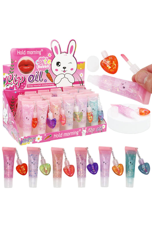 Bunny 2-in-1 Liquid Oil Lip Gloss Squeeze Tube - 24 pcs