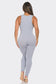 Seamless Ribbed Split V Neck Jumpsuit: One Size / ROYAL BLUE