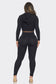2 Pcs Seamless Long Sleeve Hoodie and Highwaist Legging Set: 3 S/M / 3 L/XL / BLACK
