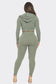 2 Pcs Seamless Long Sleeve Hoodie and Highwaist Legging Set: 3 S/M / 3 L/XL / BLACK