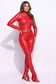 Ruched PU zip up top and leggings: S / RED