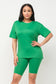 Round Neck Basic T-Shirts Top and Bike Shorts Set: Red / 1-2-2-1 (S-M-L-XL)