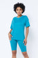 Round Neck Basic T-Shirts Top and Bike Shorts Set: Taupe / 1-2-2-1 (S-M-L-XL)
