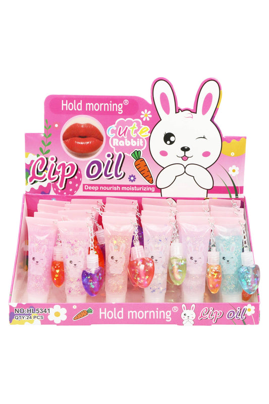 Bunny 2-in-1 Liquid Oil Lip Gloss Squeeze Tube - 24 pcs