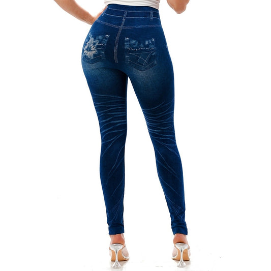 Liliy Flower Jean Style Highwaisted Leggings