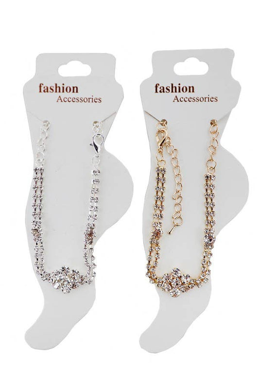 Crystal Embellished Gold & Silver Anklet