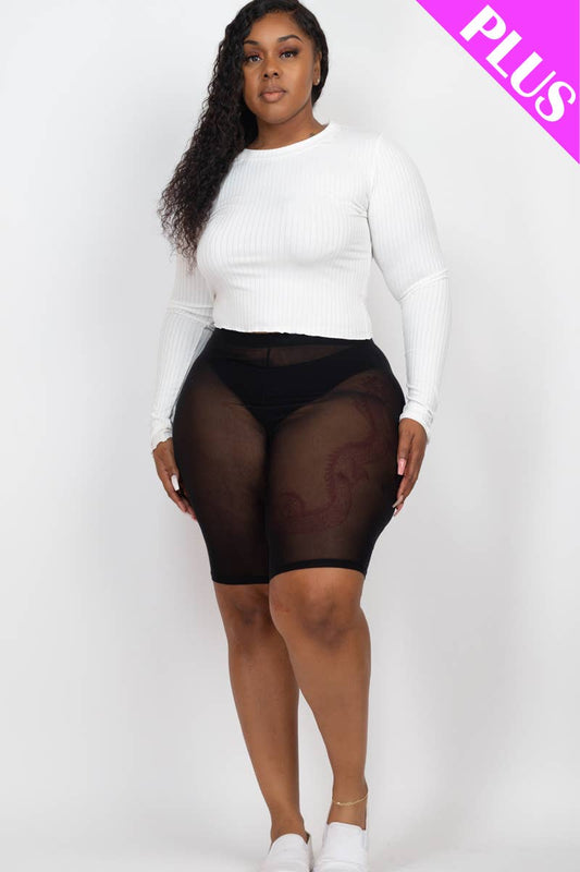 Plus Size Mesh Biker Shorts